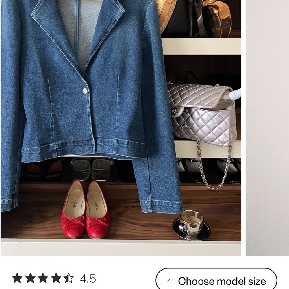 Djerf Avenue Dark Blue Denim Blazer - Picture 2 of 4